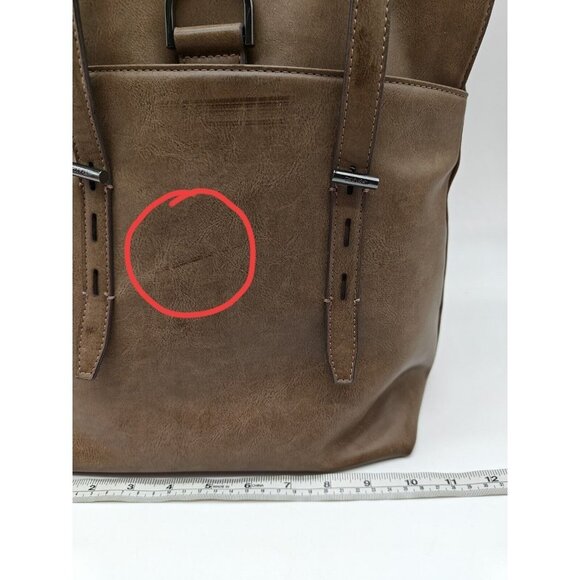 Calvin Klein Aurora Faux Leather Convertible Tote Backpack- Brown/taupe main image 7